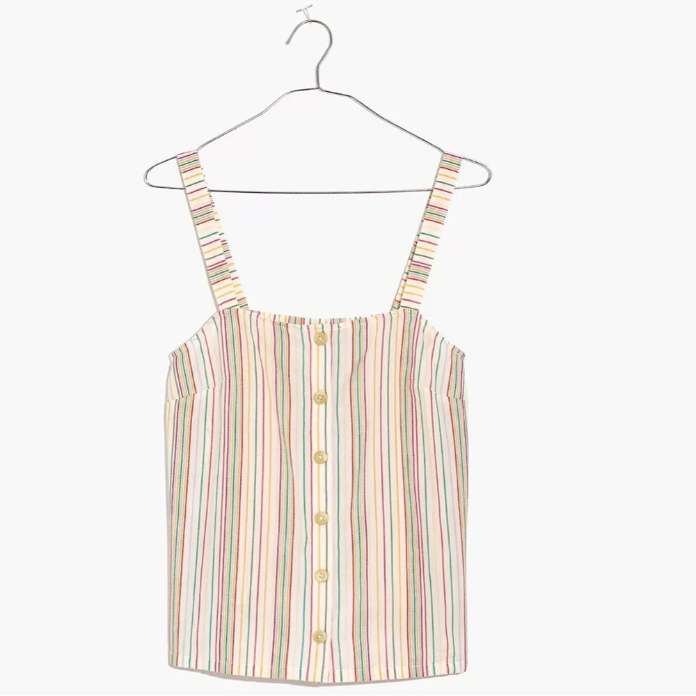 NWT MADEWELL Rainbow Stripes Cami Top Tank Button Front L8458_10